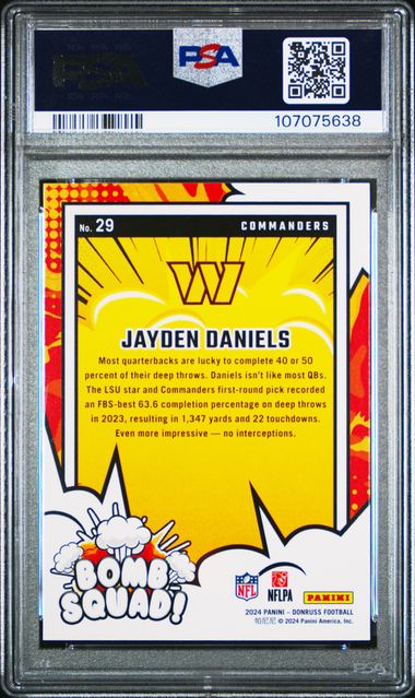 2024 Panini Donruss Bomb Squad Jayden Daniels #29 Gem Mt 10 back