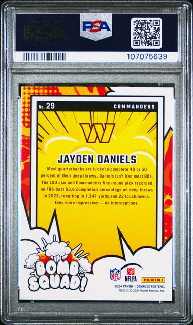 2024 Panini Donruss Bomb Squad Jayden Daniels #29 Mint 9 back