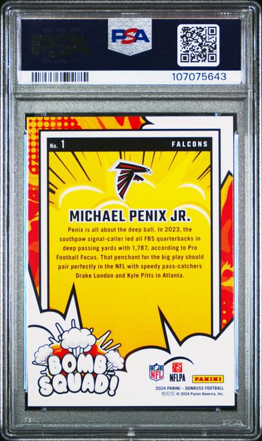 2024 Panini Donruss Bomb Squad Michael Penix Jr. #1 Gem Mt 10 back