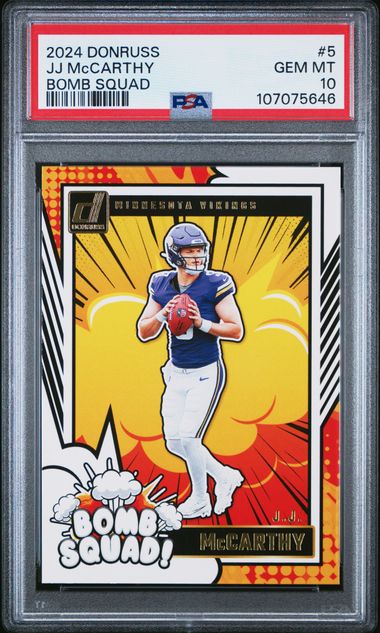 2024 Panini Donruss Bomb Squad Jj Mccarthy #5 Gem Mt 10 front