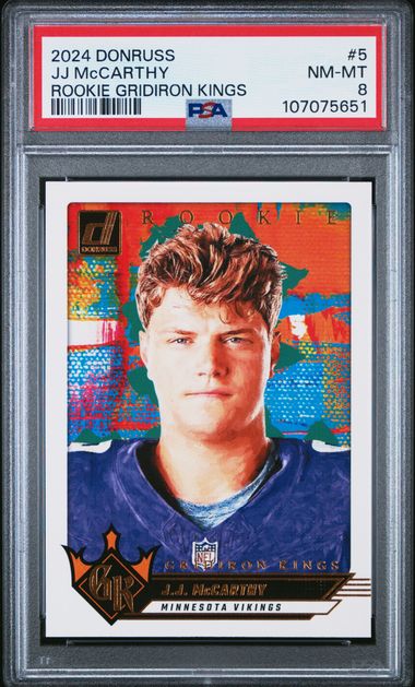 2024 Panini Donruss Rookie Gridiron Kings Jj Mccarthy #5 Nm-Mt 8 front