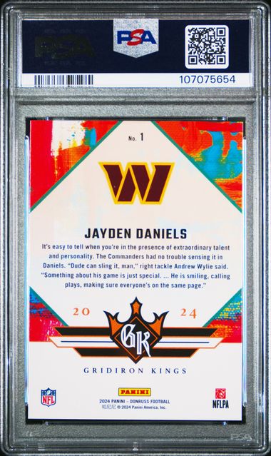 2024 Panini Donruss Rookie Gridiron Kings Jayden Daniels #1 Gem Mt 10 back