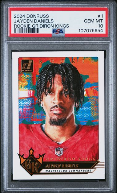 2024 Panini Donruss Rookie Gridiron Kings Jayden Daniels #1 Gem Mt 10 front