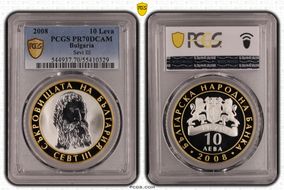 2008 10 Leva Sevt III Select Gilt Ag PR70DCAM