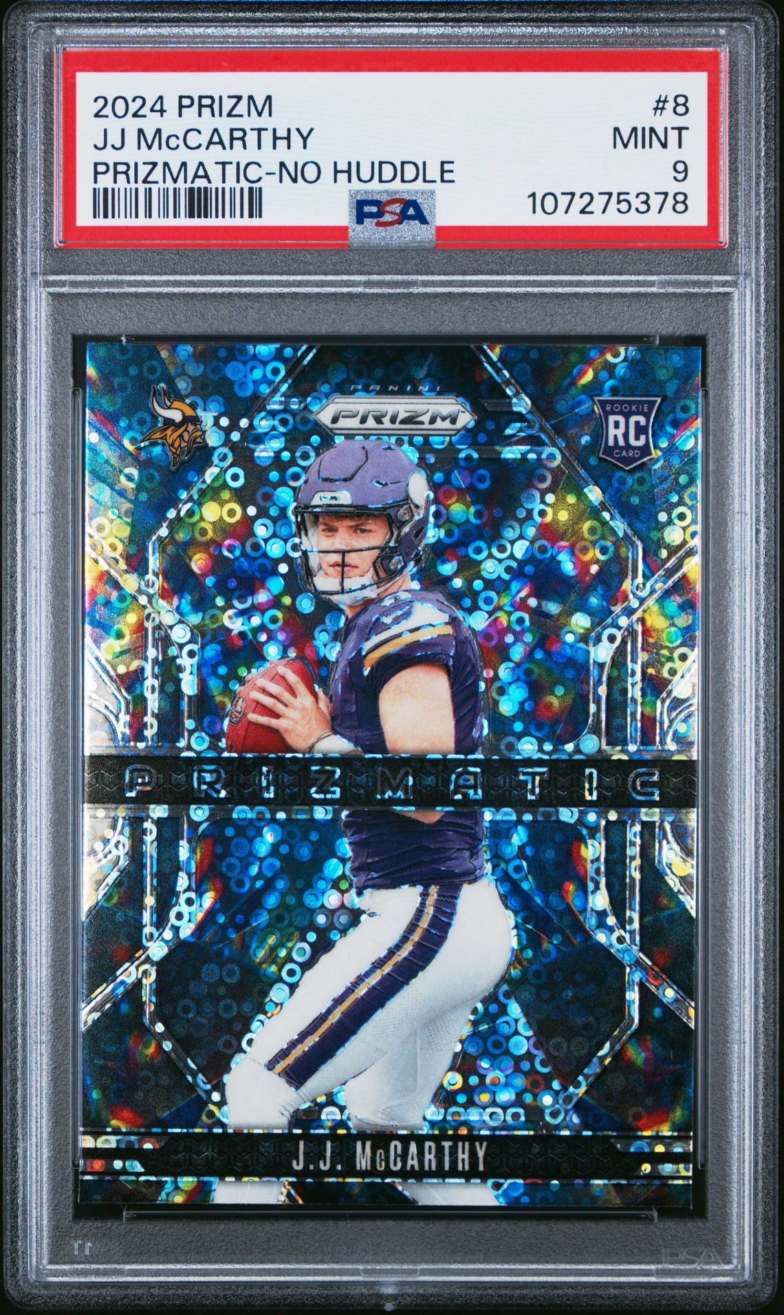 2024 Panini Prizm Prizmatic Jj Mccarthy #8 (Prizmatic-No Huddle) Mint 9 front