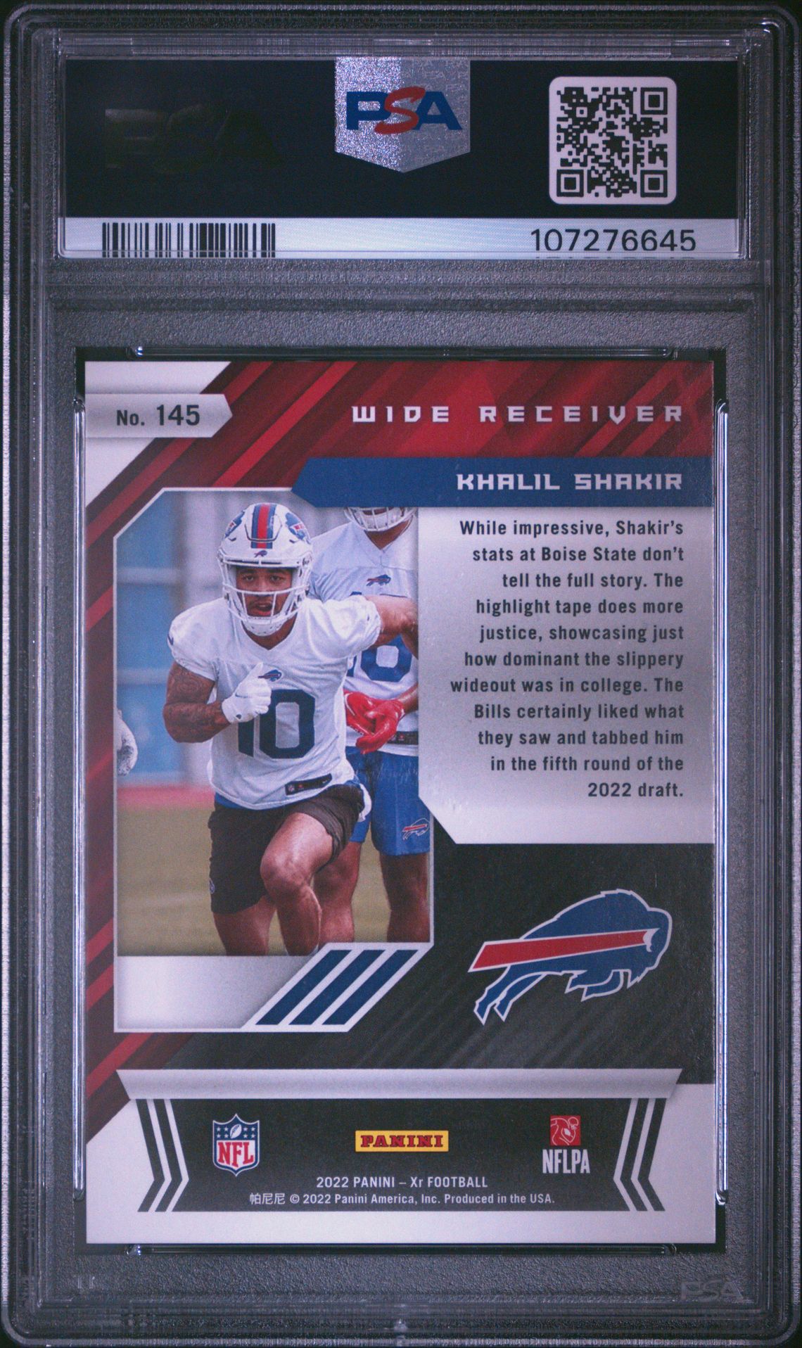 2022 Panini Xr Khalil Shakir #145 (Orange) Mint 9 back