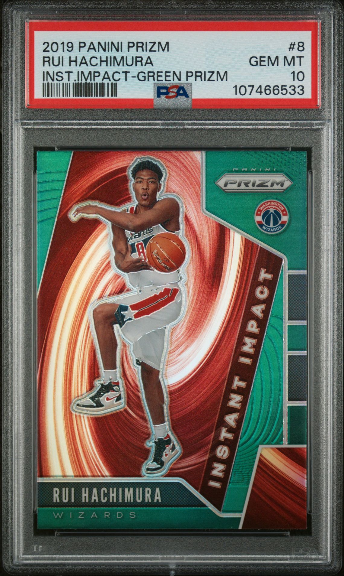 2019 Panini PANINI PRIZM INSTANT IMPACT INST.IMPACT-GREEN PRIZM #8 Rui Hachimura front