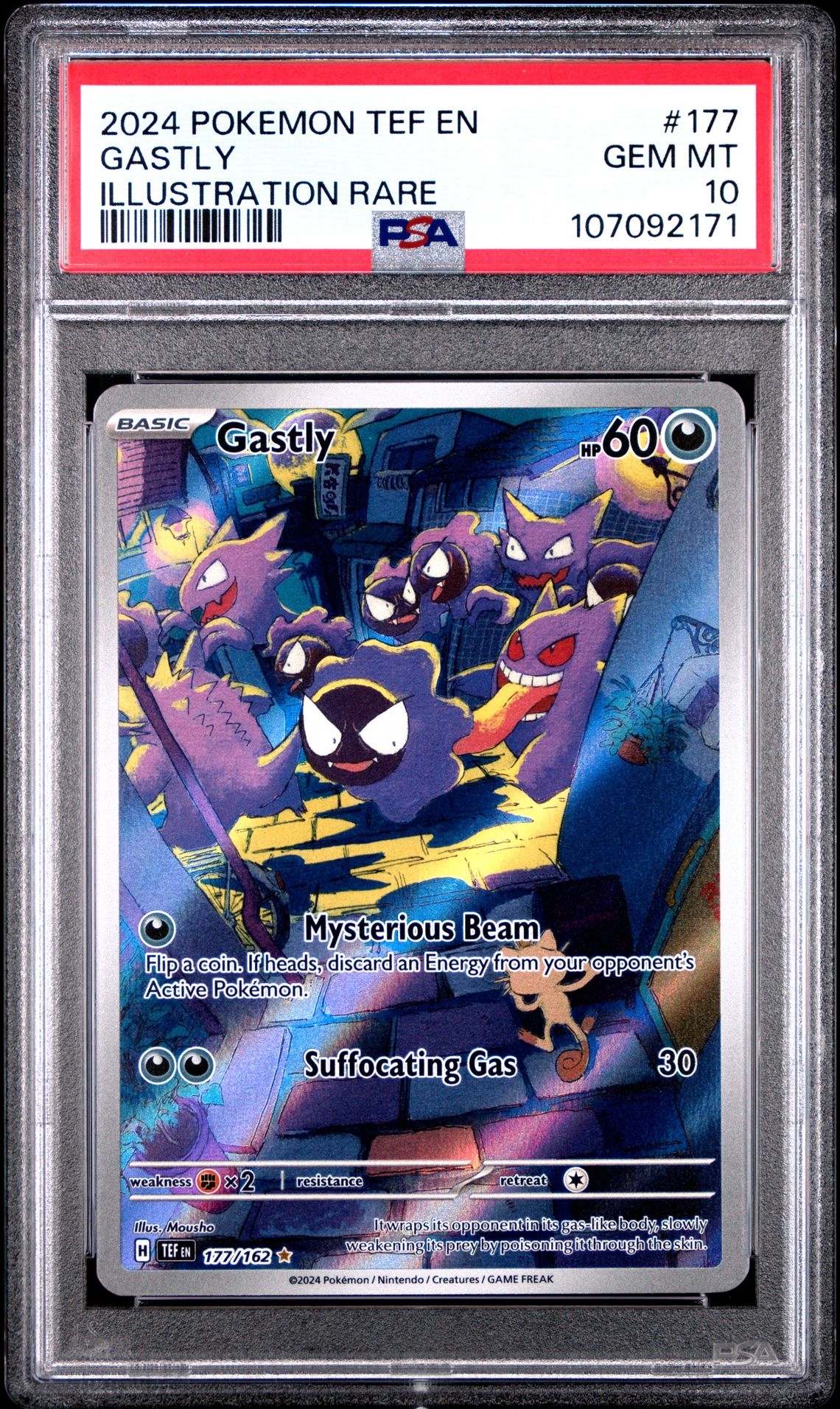2024 Pokemon Tef En-Temporal Forces Gastly #177 (Illustration Rare) Gem Mt 10 front