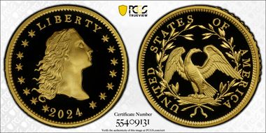 2024 $1 Flowing Hair High Relief Au 230th Anniversary First Strike PR70DCAM