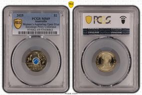 2025 $2 Women’s Australian Open Blue Envelope Privy Colorized MS69