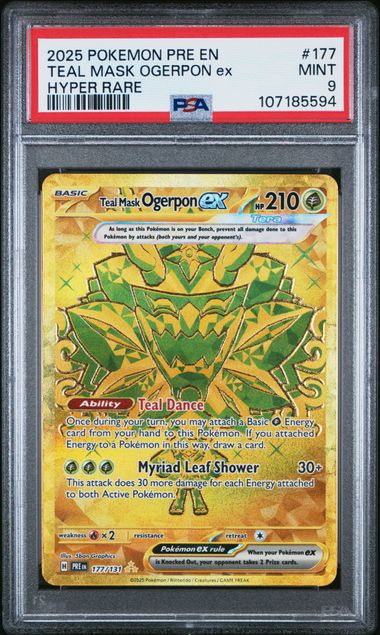 2025 Pokemon Pre En-Prismatic Evolutions Teal Mask Ogerpon Ex #177 (Hyper Rare) Mint 9 front