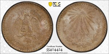 1944-M Peso KM-455 Ag MS66