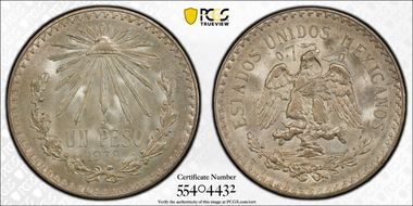 1938-M Peso KM-455  Ag MS66