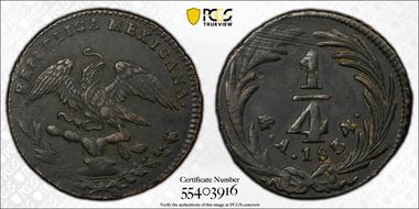 1834-Mo A 1/4 R Republica Mexicana XF40BN