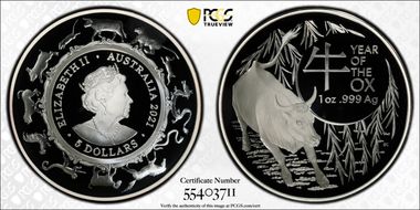 2021 $5 Year of the Ox Domed PR70DCAM