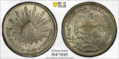 1842-Zs OM 8 R Zs22 Die Style of 1842-1845 ↑↓ MS62