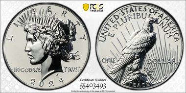 2024-S $1 Peace Dollar Rev PR Two-Coin Reverse Proof Set PR70