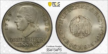 1929-A 3 Mk Lessing J-335 MS66