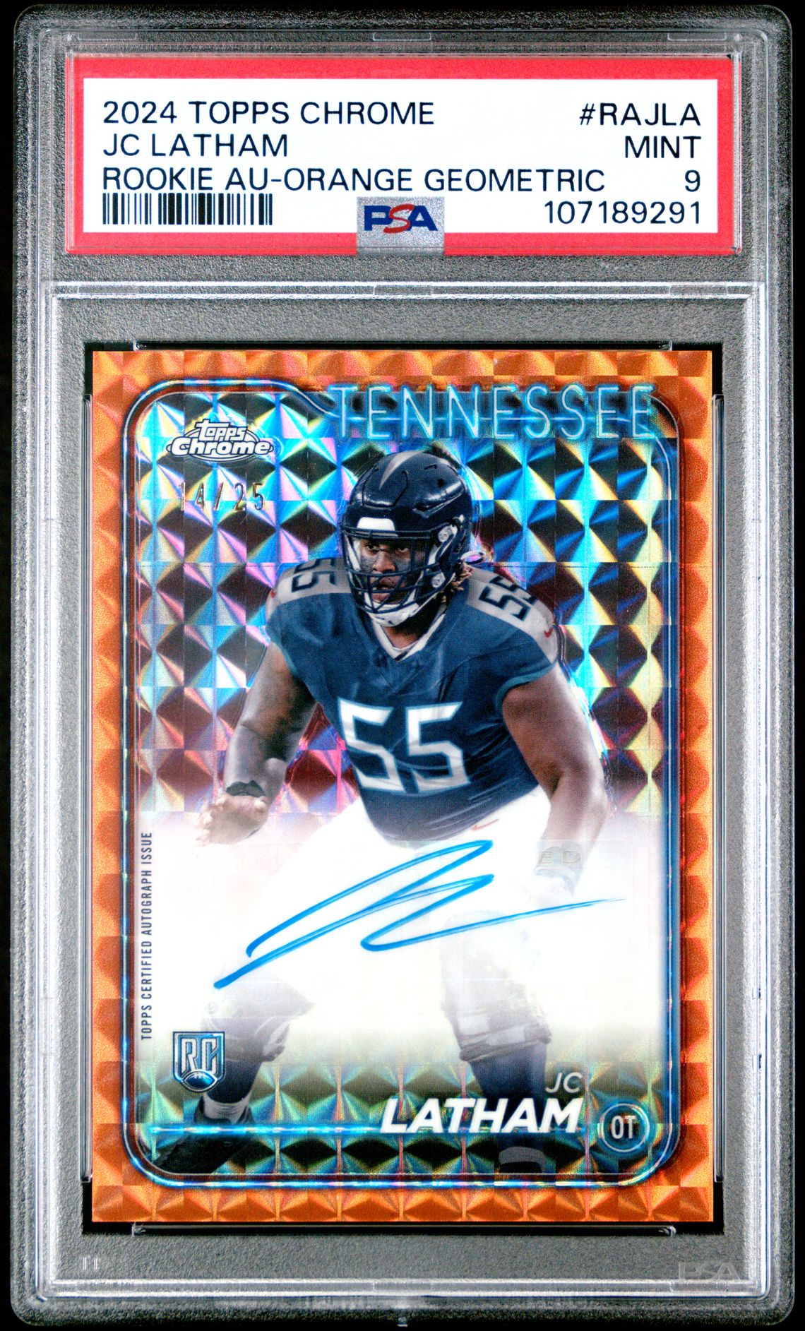 2024 Topps Chrome TOPPS CHROME ROOKIE AUTOGRAPHS VARIATIONS ORANGE GEOMETRIC #RAJLA Jc Latham front
