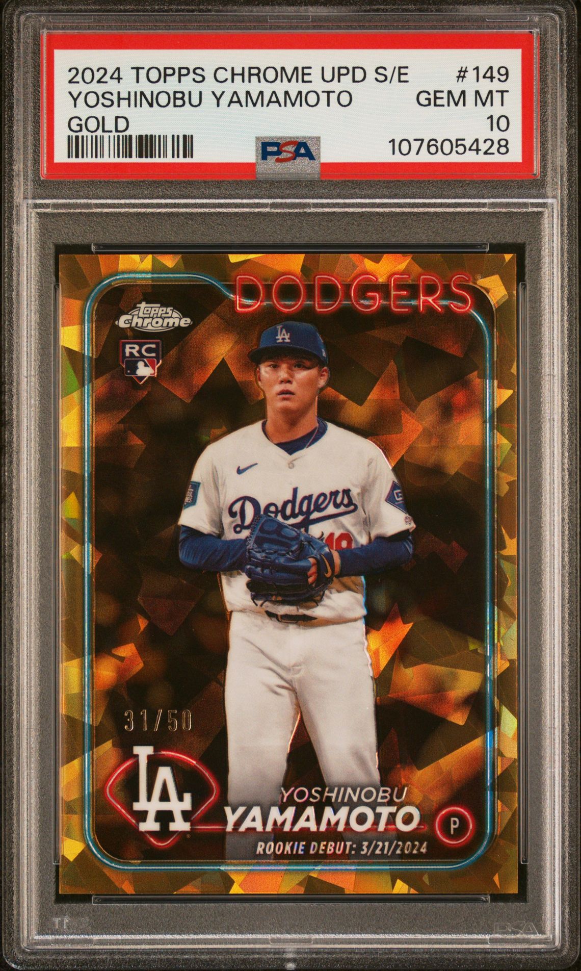 2024 Topps TOPPS CHROME SAPPHIRE UPDATE SERIES GOLD #149 Yoshinobu Yamamoto front