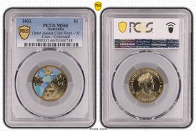 2022 $1 Great Aussie Coin Hunt - 'X' Crux - Colorized MS66