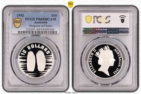 1992 $10 Penguins w/Chicks PR69DCAM