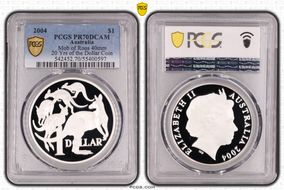 2004 $1 Mob of Roos 40mm 20 Yrs of the Dollar Coin PR70DCAM
