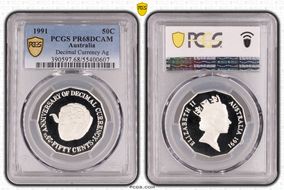 1991 50C Decimal Currency Ag PR68DCAM