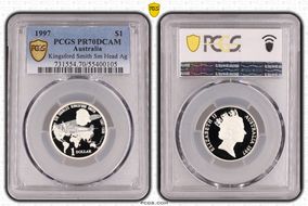 1997 $1 Kingsford Smith Sm Head Ag PR70DCAM