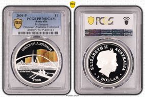 2006-P $1 Melbourne Discover Australia Colorized PR70DCAM