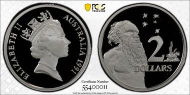 1991 $2 Silver PR70DCAM