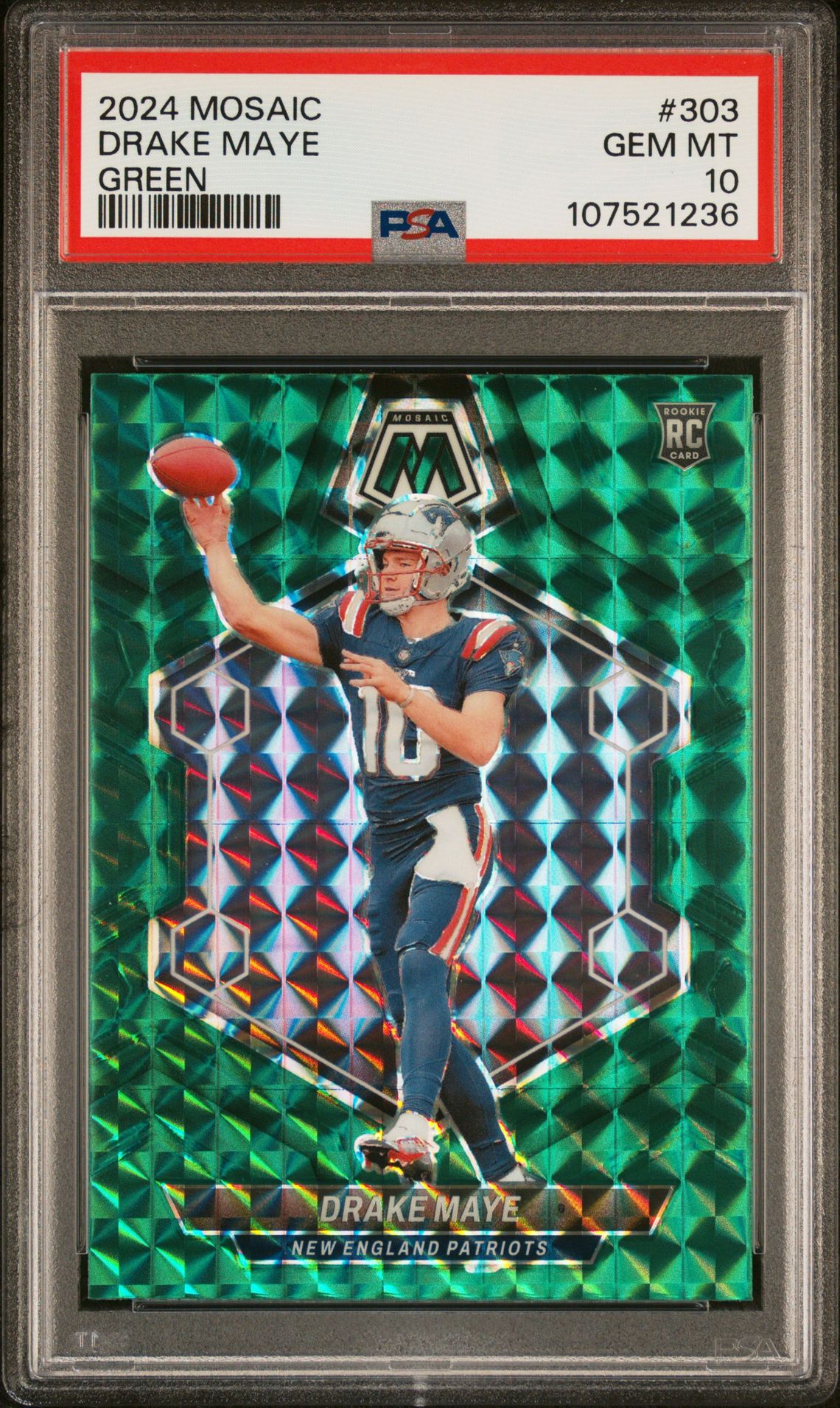 2024 Panini Mosaic Drake Maye #303 (Green) Gem Mt 10 front