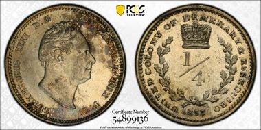 1833 1/4 G KM-17 MS63