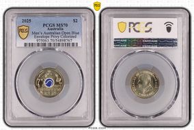 2025 $2 Men’s Australian Open Blue Envelope Privy Colorized MS70