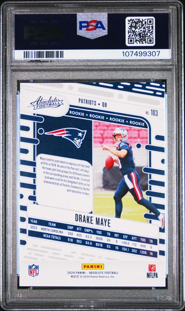 2024 Panini Absolute Drake Maye #103 Gem Mt 10 back