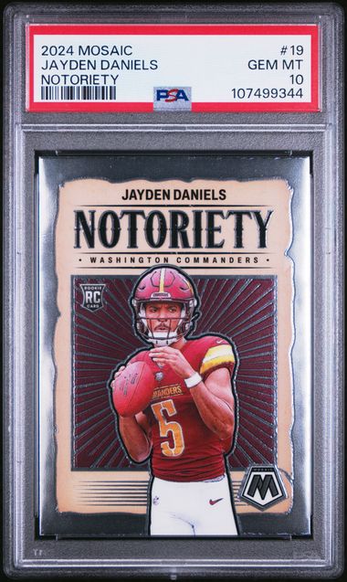 2024 Panini Mosaic Notoriety Jayden Daniels #19 Gem Mt 10 front