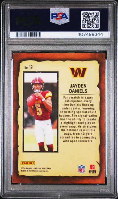 2024 Panini Mosaic Notoriety Jayden Daniels #19 Gem Mt 10 back