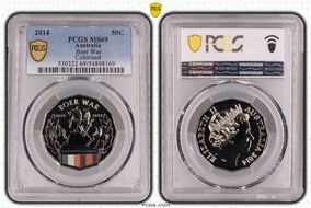 2014 50C Boer War Colorized MS69
