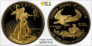 1986-W $50 Gold Eagle PR69DCAM