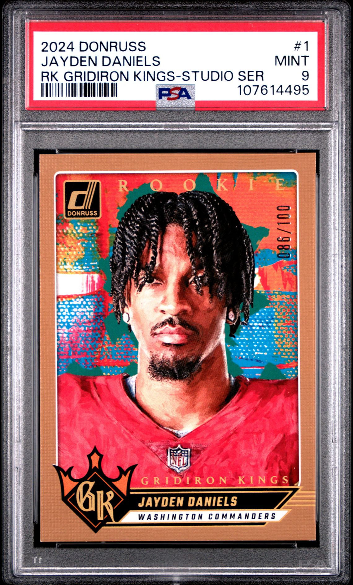 2024 Panini Donruss Rookie Gridiron Kings Jayden Daniels #1 (Rk Gridiron Kings-Studio Ser) Mint 9 front