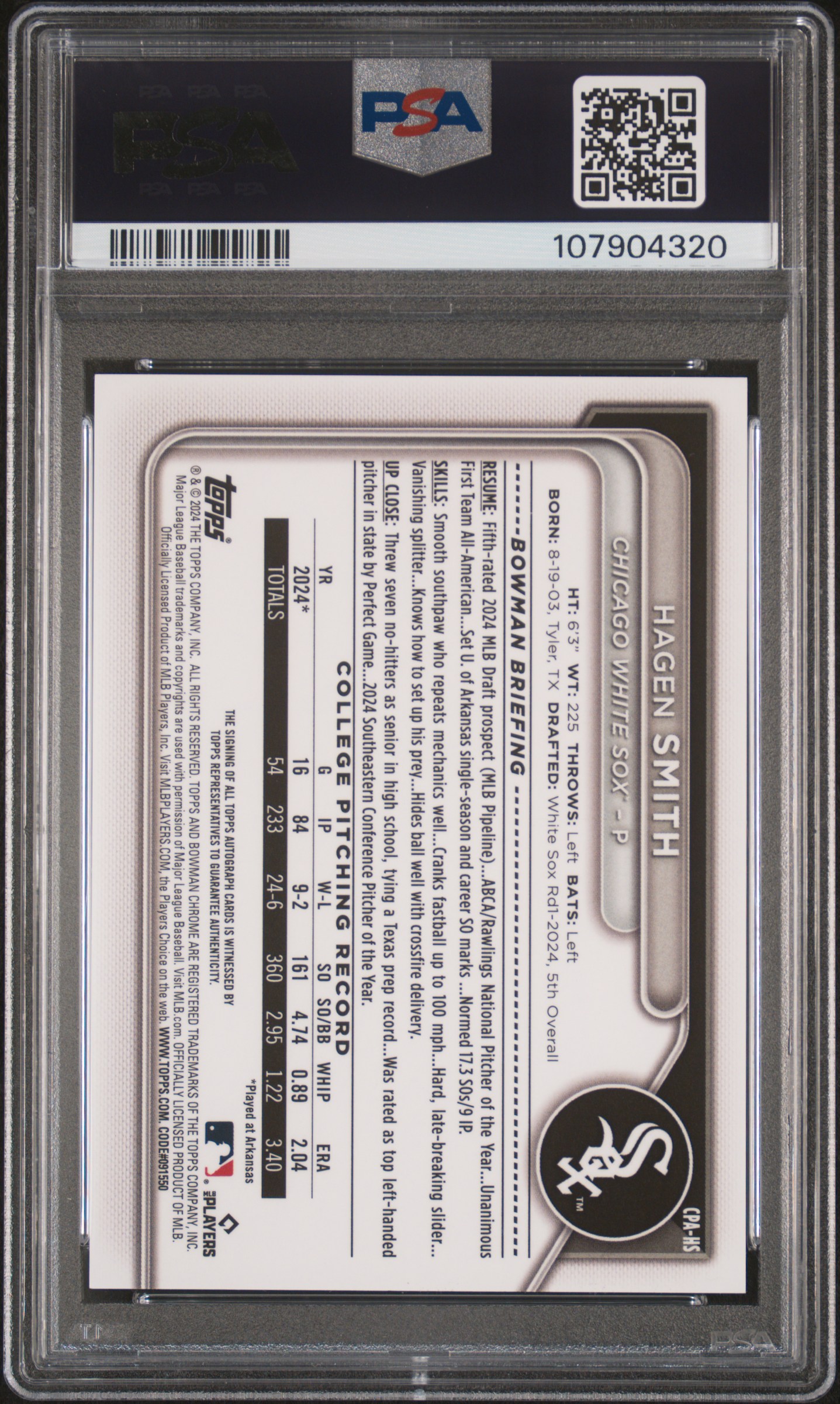 2024 Hagen Smith Bowman Draft Chrome Purple Autograph Purple 2024 Hagen Smith Bowman Draft Chrome Purple Autograph Purple