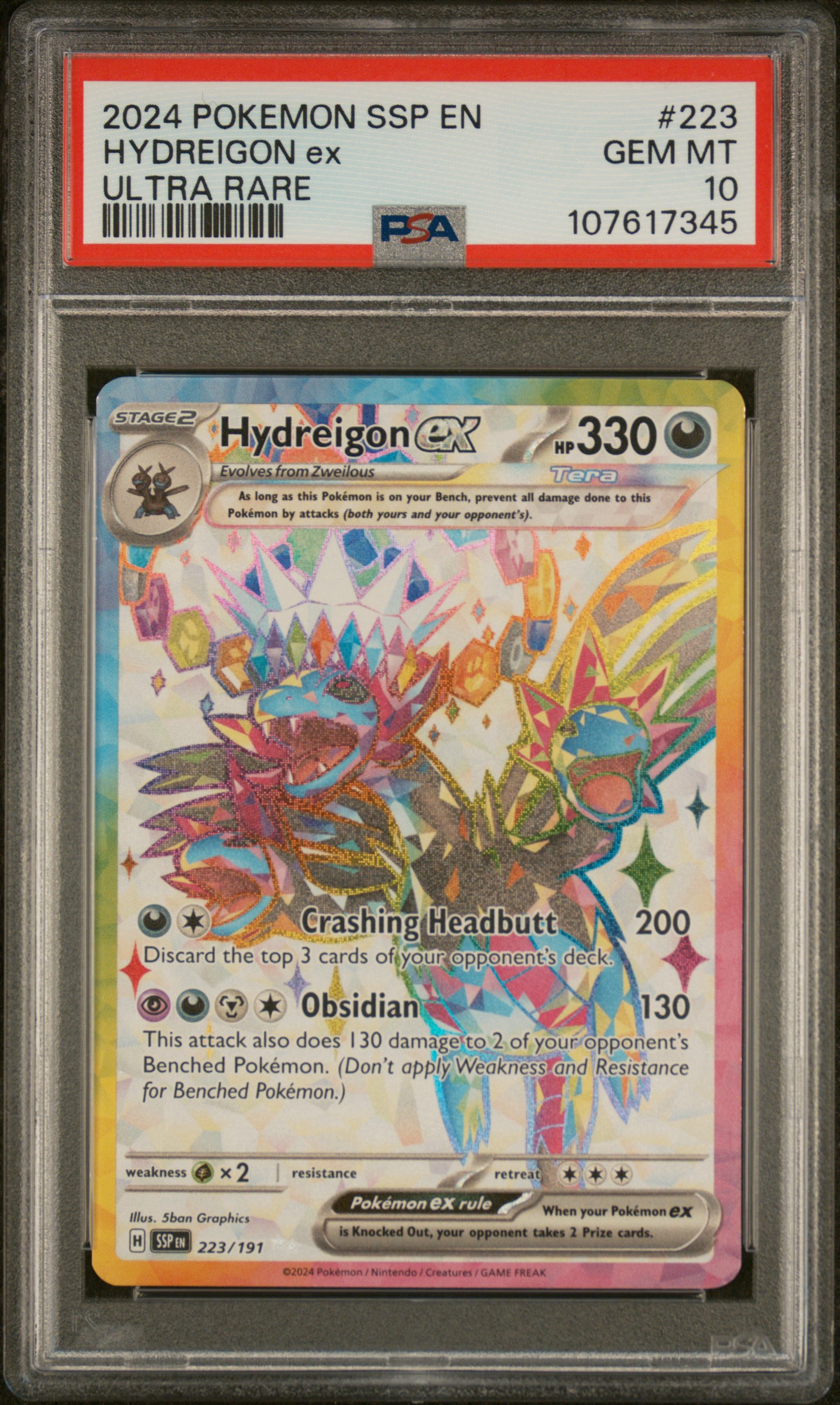 2024 #223 Hydreigon EX PSA 10 Ssp EN-Surging Sparks
