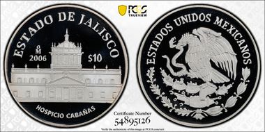 2006-Mo 10 Peso Jalisco KM-794  Ag PR69DCAM