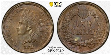 1872 1C MS65BN