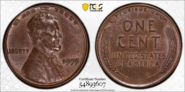 1955 1C Doubled Die Obverse MS62BN