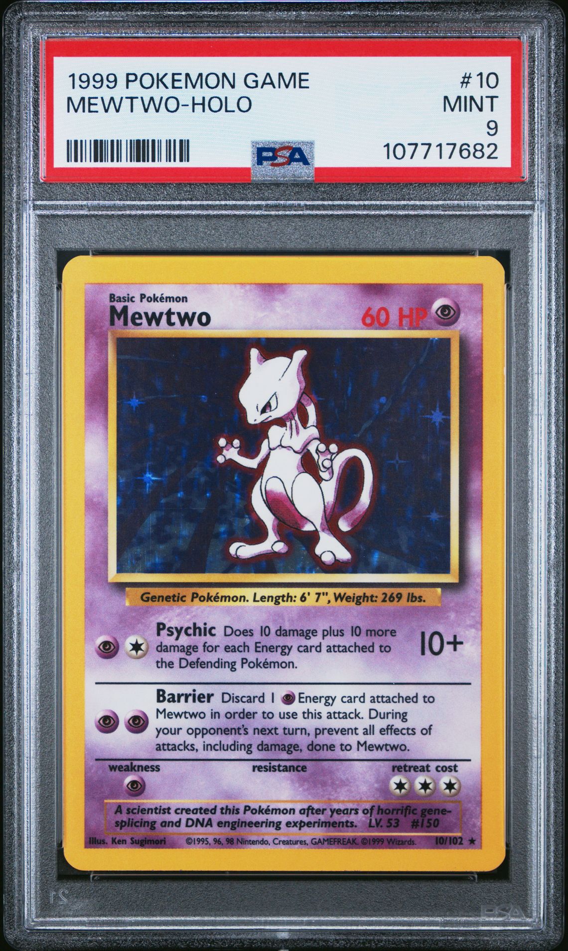 1999 Pokemon Base Set Holo #10 Mewtwo front