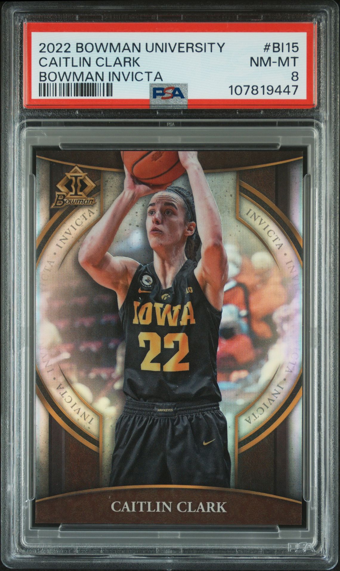 2022 Bowman Chrome BOWMAN CHROME UNIVERSITY BOWMAN INVICTA #BI15 Caitlin Clark front