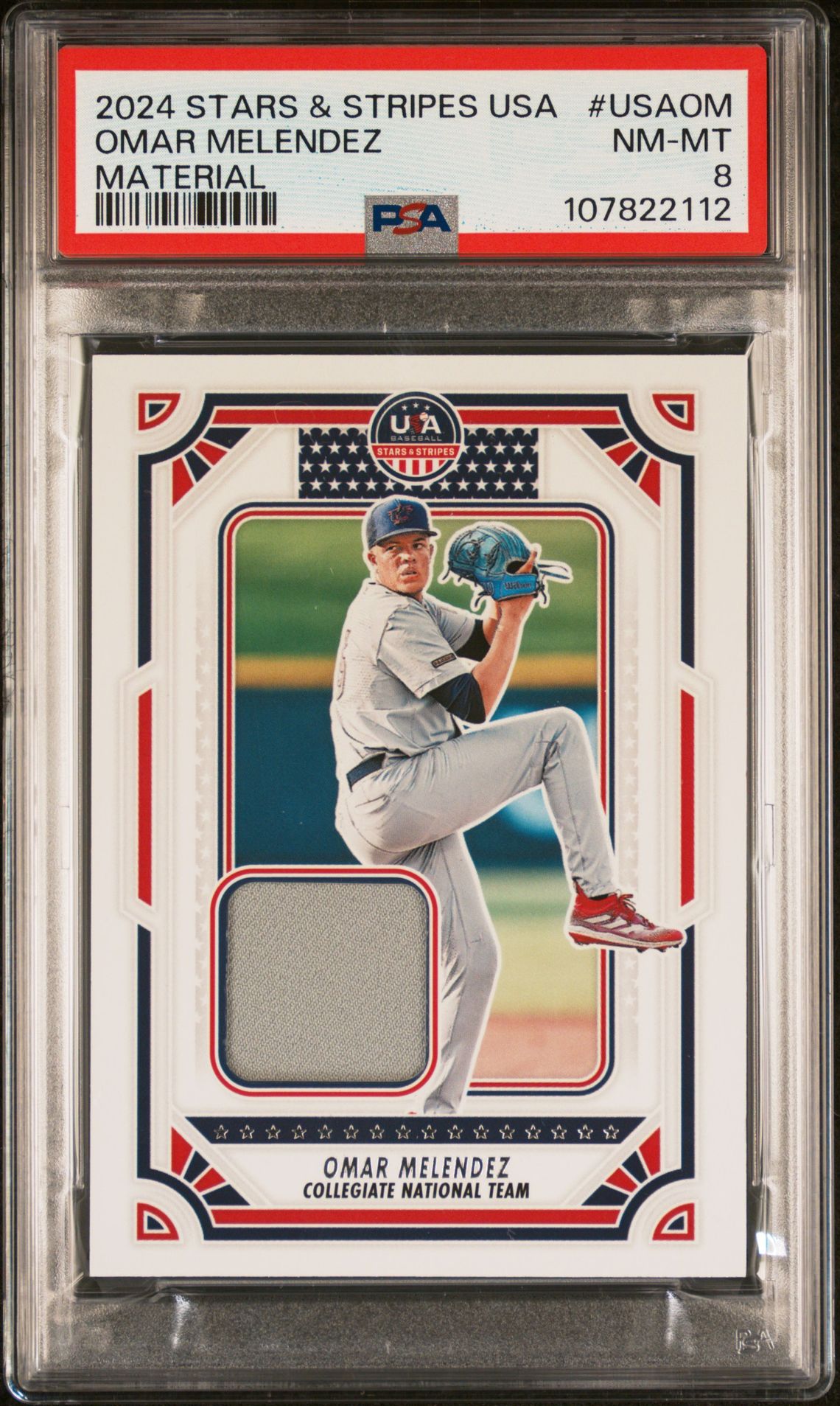 2024 Panini PANINI STARS & STRIPES USA MATERIALS #USAOM Omar Melendez front