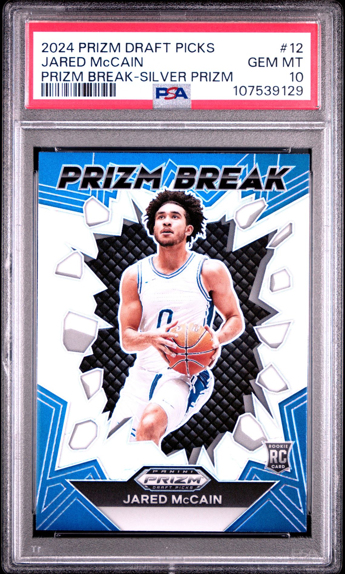 2024 Panini Prizm Draft Picks Prizm Break Jared Mccain #12 (Prizm Break-Silver Prizm) Gem Mt 10 front