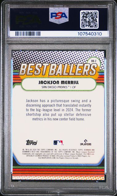 2024 Bowman's Best Best Ballers Jackson Merrill #Bb2 Gem Mt 10 back